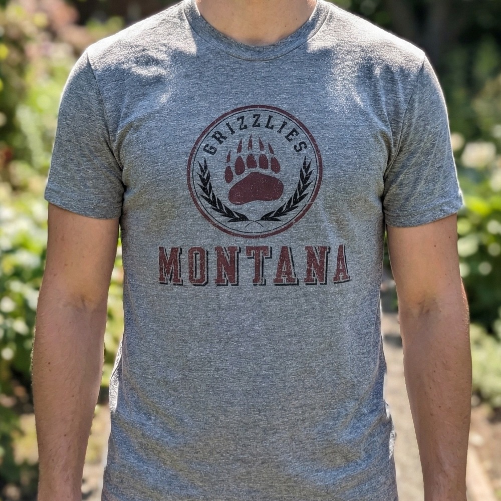Rivalry Threads Montana Grizzlies Mens Gray Graphic T-Shirt Missoula‎ Griz NEW
